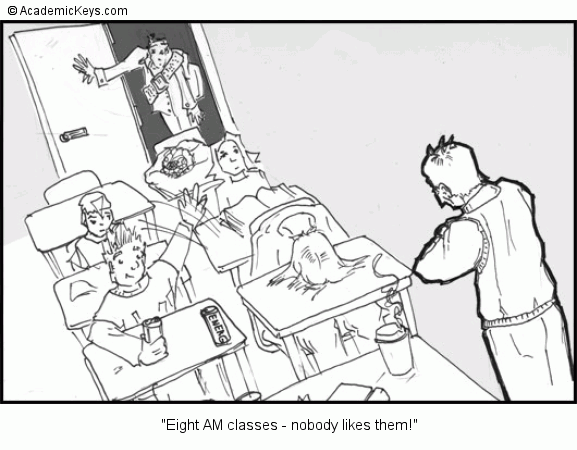 Cartoon #54, Eight AM classes - nobody likes them!